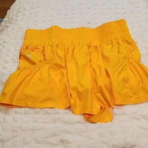 FP Free People Movement Get Your Flirt On Shorts Size M Yellow